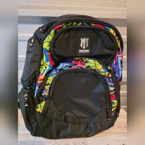Reign Black Backpack with Vibrant Accents